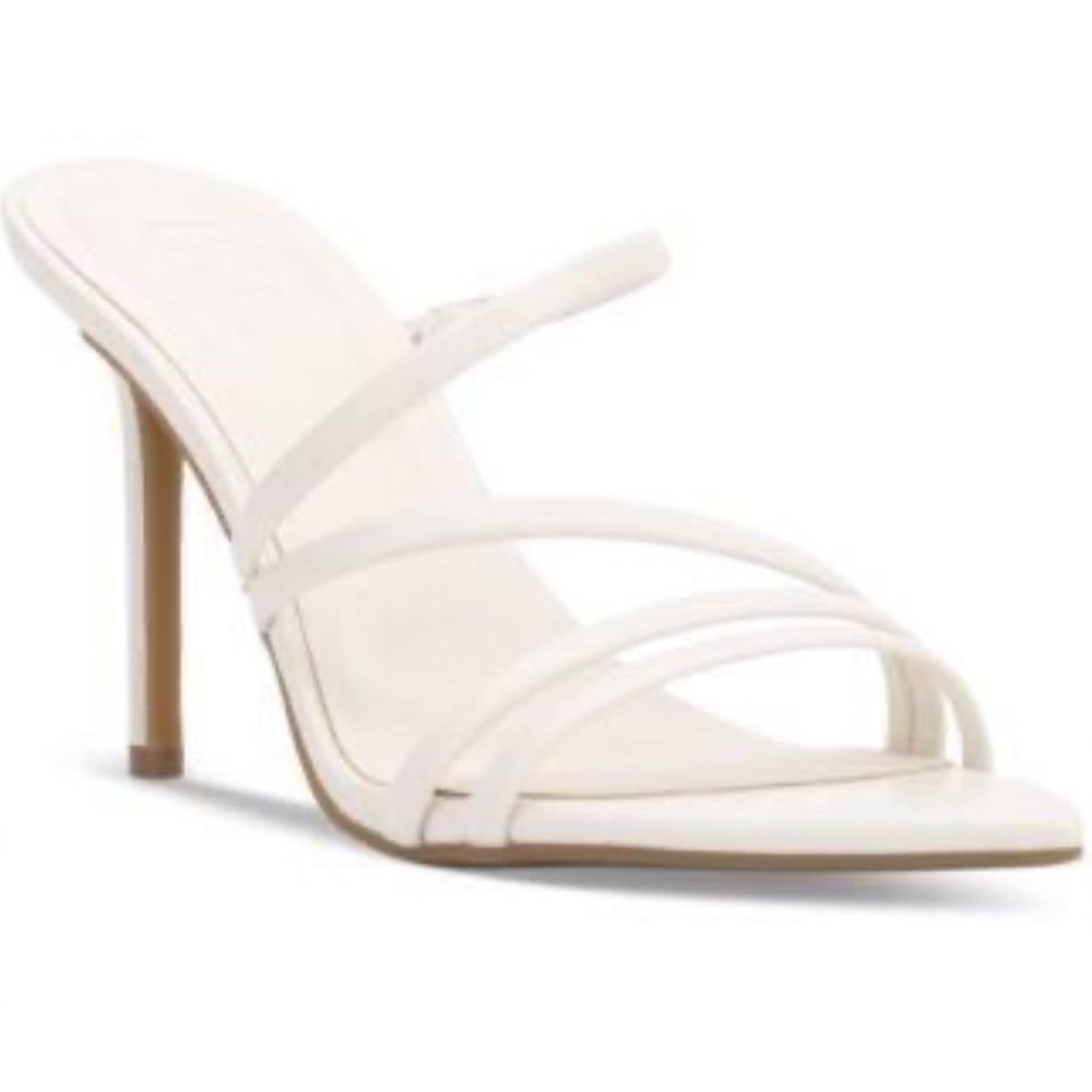 INC International Concepts Larmina White Strappy Pointed Toe Stiletto Mules Shoe